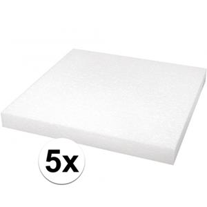 Rayher hobby materialen 5x Piepschuim platen 40x40x4 cm Wit