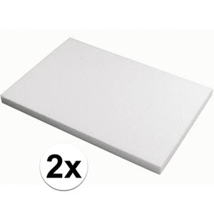 Rayher hobby materialen 2x Piepschuim knutsel platen van 20 x 30 x 2 cm Wit