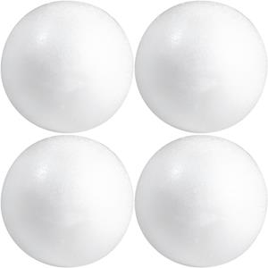 Rayher hobby materialen 4x Hobby/DIY piepschuim bal/bol 10 cm Wit