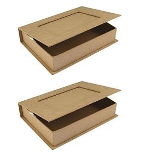 2x Papier mache doosje boek 16 cm Beige