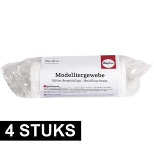 4x Gips gaas/gipsverband rollen 8 x 300 cm Wit