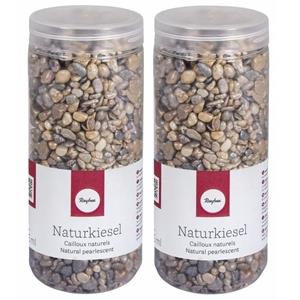 Ralka 2x Gekleurde decoratie steentjes kiezel 475 ml Multi