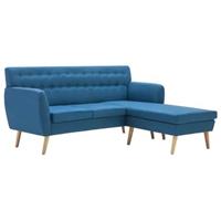 Bank L-vormig 171,5x138x81,5 cm stof blauw