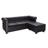 vidaXL Chesterfield-Sofa in L-Form Kunstleder  Schwarz