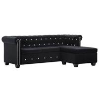 VidaXL Bank Chesterfield-stijl L-vormig 199x142x72 cm fluweel zwart