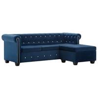 vidaXL Chesterfield Sofa L-förmig Samtbezug 199x142x72 cm  Blau