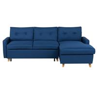 Slaap hoekbank met chaise longue aan linker zijde marine blauw FLAKK