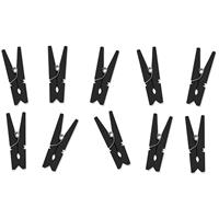 60x Zwarte mini knijpertjes Zwart