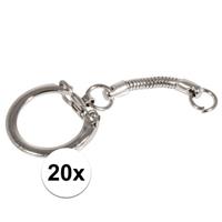 20x Hobby sleutelhangers/ringen met ketting en clipsluiting Zilver