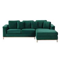 Beliani Elegante hoekbank in groen fluweel / velvet met chaise longue aan linker zijde