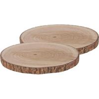 2x Woondecoratie ronde boomschijven 40 cm van Paulowna hout Bruin