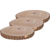 3x Woondecoratie ronde boomschijven 35 cm van Paulowna hout Bruin