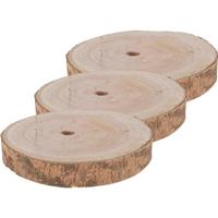 3x Woondecoratie ronde boomschijven 20 cm van Paulowna hout Bruin