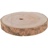 1x Woondecoratie ronde boomschijf 20 cm van Paulowna hout Bruin