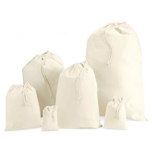 Bellatio 1x stuks katoenen canvas zakje/tasje met afsluitkoord 25 x 30 cm Wit