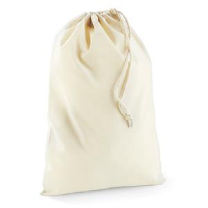 Bellatio 1x stuks katoenen canvas zakje/tasje met afsluitkoord 30 x 45 cm Wit