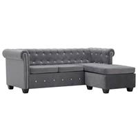 VidaXL Bank Chesterfield-stijl L-vormig 199x142x72 cm fluweel grijs