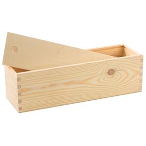 Houten wijnkist/verpakking met schuifdeksel 33,5 x 9 x 9,5 cm Beige