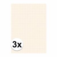 3x Blok millimeter papier A4 Wit