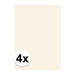 4x Blok millimeter papier A4 Wit