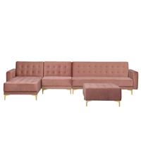 Beliani ABERDEEN Hoekbank Roze Fluweel 321x108