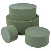 Rayher hobby materialen 5x Ronde groene steekschuim/oase blokken nat 10 x 6 cm Groen