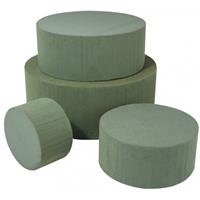 Rayher hobby materialen 3x Ronde groene steekschuim/oase blok nat 15 x 7 cm Groen