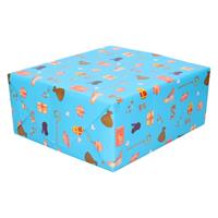 Bellatio 3x Sinterklaas inpakpapier/cadeaupapier lichtblauw 250 x 70 cm Multi