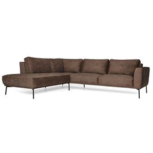 HomingXL Loungebank Tulp chaise longue links leer Colorado bruin 04 2,24 x 2,70 mtr breed