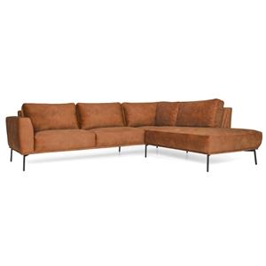 HomingXL Loungebank Tulp chaise longue rechts leer Colorado cognac 03 2,70 x 2,24 mtr breed
