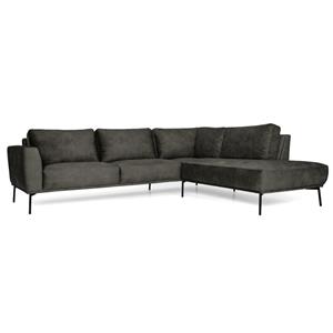 HomingXL Loungebank Tulp chaise longue rechts leer Colorado antraciet 01 2,70 x 2,24 mtr breed