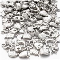 diverse Silberanhänger Kunststoff, 15-20mm, Lochgröße 3mm, 80g