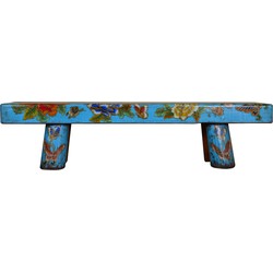 Fine Asianliving [PREORDER WEEK48] Designed Traditional Chinese Bench Sky Blue - Flowers & Butterflies