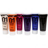 Creativ Company Acrylverf voor Kinderen Glossy Extra Kleuren, 6x20ml