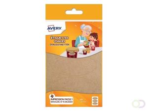 Avery Family ovale etiketten, ft 4 x 9 cm, kraft, ophangbare etui met 18 etiketten