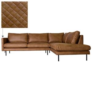 HomingXL Loungebank Daisy chaise longue rechts leer Colorado cognac 03 2,62 x 2,26 mtr breed