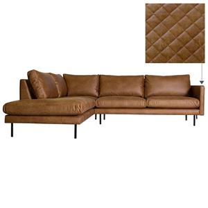 HomingXL Loungebank Daisy chaise longue links leer Colorado cognac 03 2,26 x 2,62 mtr breed