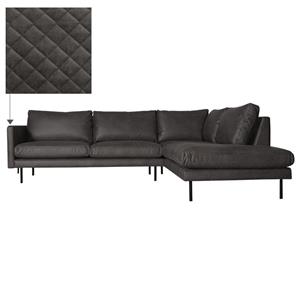 HomingXL Loungebank Daisy chaise longue rechts leer Colorado antraciet 01 2,62 x 2,26 mtr breed