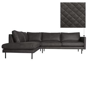 HomingXL Loungebank Daisy chaise longue links leer Colorado antraciet 01 2,26 x 2,62 mtr breed