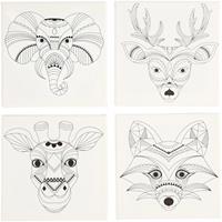 Creativ Company Canvas met Dierenprint, 4st.