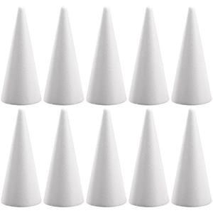 Rayher hobby materialen 10x Hobby/DIY piepschuim kegels vormen 20 cm Wit