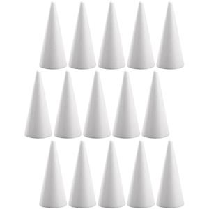 Rayher hobby materialen 15x Hobby/DIY piepschuim kegels vormen 20 cm Wit