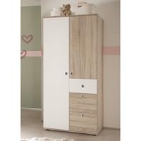 home24 Kids Club Collection Kinderkleiderschrank Wicki I Braun/Weiß 90x191x53 cm (BxHxT) Spanplatte