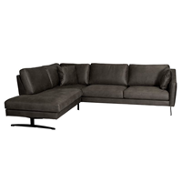 HomingXL Loungebank Faro chaise longue links leer Kentucky antraciet 01 2,23 x 2,65 mtr breed