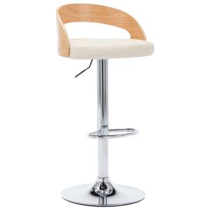 VidaXL Barstoelen 2 st kunstleer en gebogen hout crème