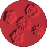 FIMO Silikon-Motiv-Form , Flowers, , 5 Blumen-Motive, rot