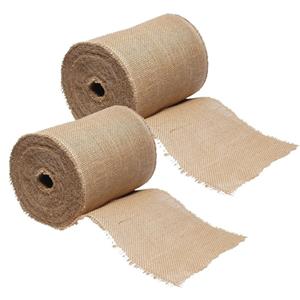 2x Jute decoratie/hobby lint naturel 20 cm x 25 meter op rol Beige