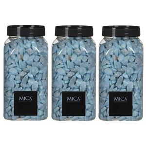 Mica Decorations 3x Decoratie/hobby steentjes licht blauw 650 ml Blauw