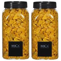 Mica Decorations 2x Decoratie/hobby steentjes oker geel 650 ml Geel