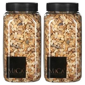 Mica Decorations 2x Decoratie/hobby steentjes mini licht bruin 650 ml Bruin